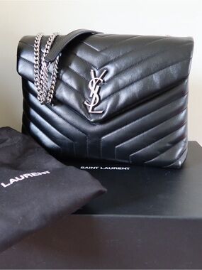 Saint Laurent Loulou Medium Shoulder Bag – Black Leather w/ Silver Hardware